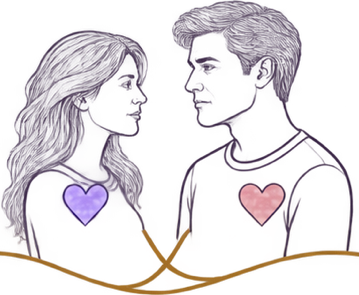 Facing each other across a fork in the path, hearts far apart